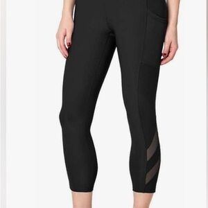 Mondetta Women's Black Capris with Sheer Panels